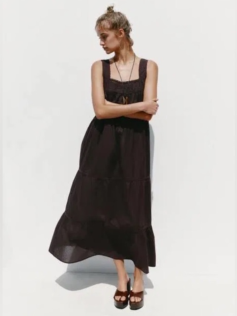 Zara Black Tiered Maxi Dress